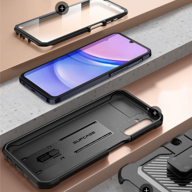 Supcase Samsung Galaxy A15 4G / A15 5G Unicorn Beetle Pro Σκληρή Θήκη με Προστασία Οθόνης και Stand - Black