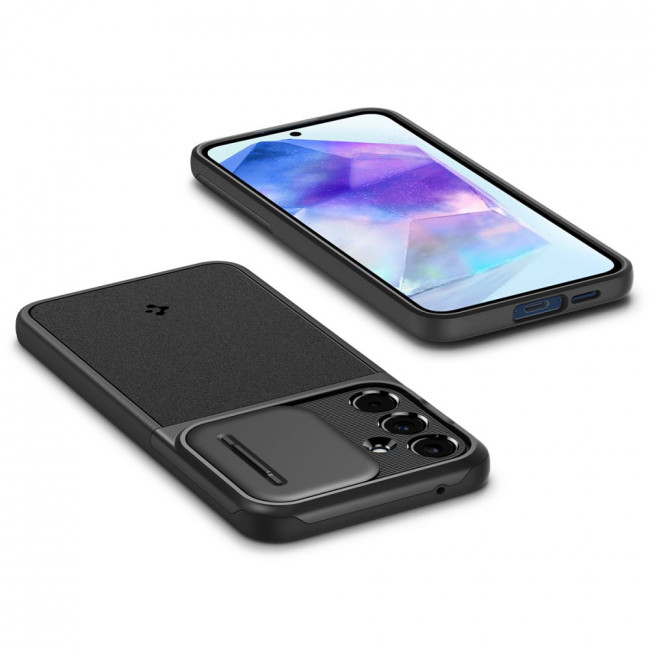 Spigen Samsung Galaxy A55 5G Optik Armor Θήκη Σιλικόνης με Κάλυμμα για την Κάμερα - Black