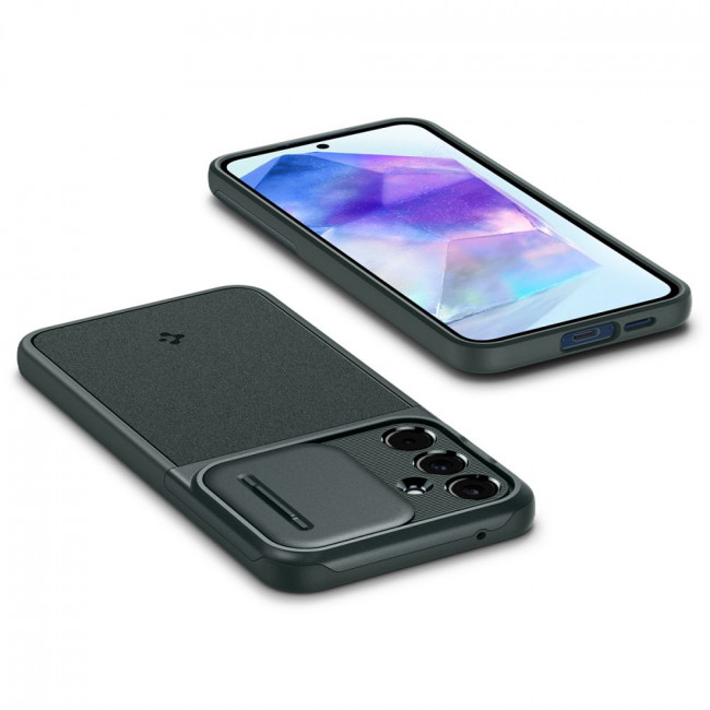 Spigen Samsung Galaxy A55 5G Optik Armor Θήκη Σιλικόνης με Κάλυμμα για την Κάμερα - Abyss Green