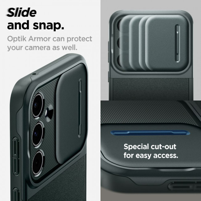 Spigen Samsung Galaxy A55 5G Optik Armor Θήκη Σιλικόνης με Κάλυμμα για την Κάμερα - Abyss Green