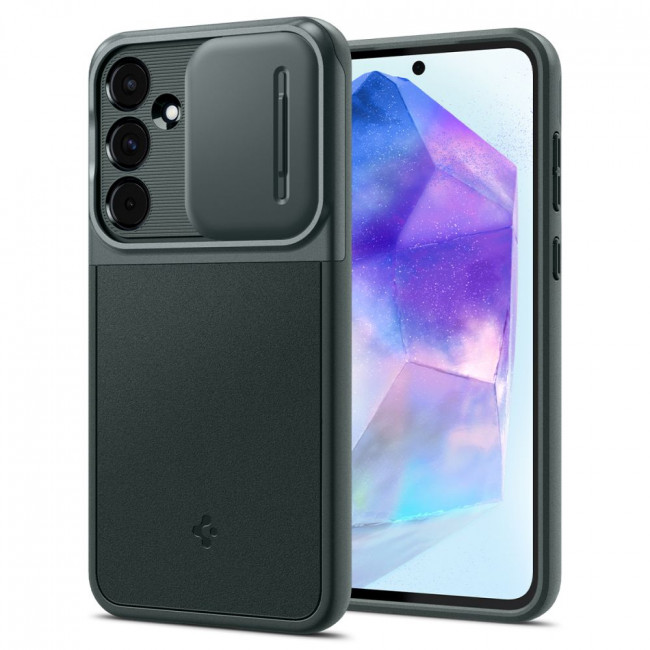 Spigen Samsung Galaxy A55 5G Optik Armor Θήκη Σιλικόνης με Κάλυμμα για την Κάμερα - Abyss Green