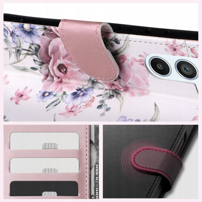 Tech-Protect Xiaomi Redmi Note 13 Pro 4G Θήκη Πορτοφόλι Stand από Δερματίνη - Blossom Flower