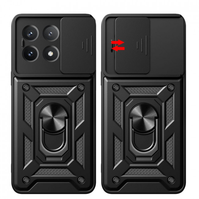 Tech-Protect Xiaomi Poco X6 Pro 5G Camshield Pro Σκληρή Θήκη με Πλαίσιο Σιλικόνης και Δαχτυλίδι Συγκράτησης - Black