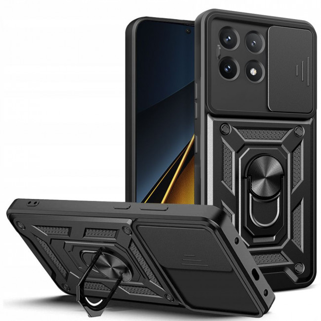 Tech-Protect Xiaomi Poco X6 Pro 5G Camshield Pro Σκληρή Θήκη με Πλαίσιο Σιλικόνης και Δαχτυλίδι Συγκράτησης - Black