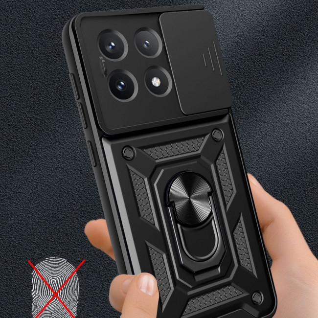 Tech-Protect Xiaomi Poco X6 Pro 5G Camshield Pro Σκληρή Θήκη με Πλαίσιο Σιλικόνης και Δαχτυλίδι Συγκράτησης - Black