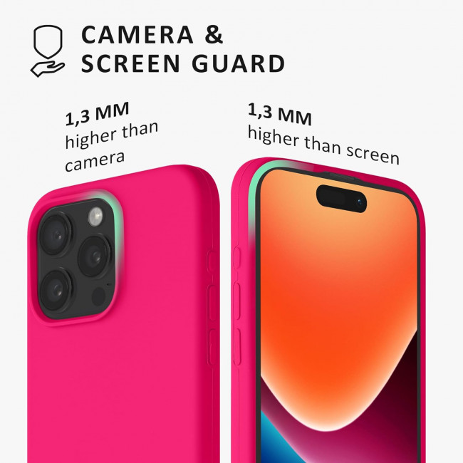 Kalibri iPhone 15 Pro Max Θήκη Σιλικόνης Rubberized TPU - Neon Pink