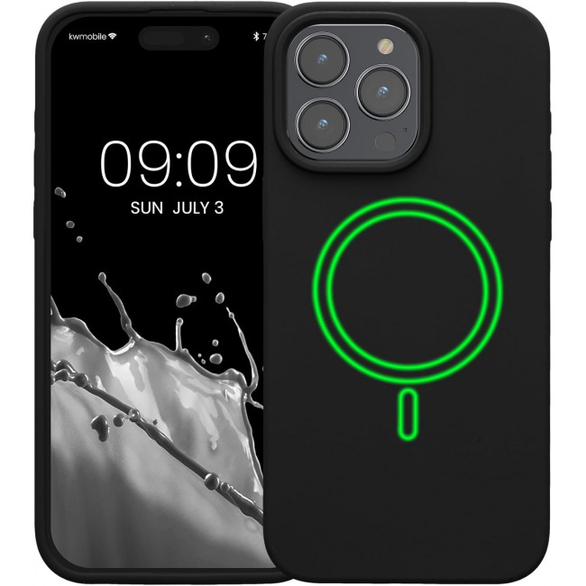 KW iPhone 15 Pro Max Θήκη Σιλικόνης Rubber TPU με MagSafe - Black