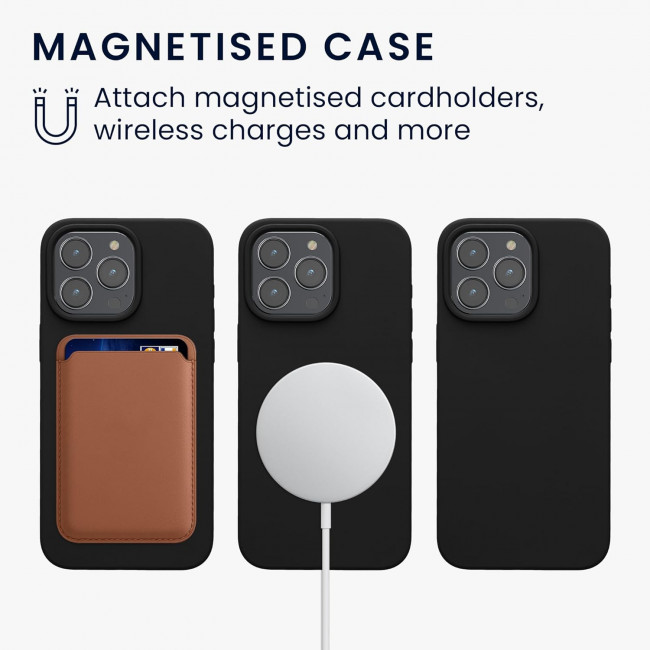 KW iPhone 15 Pro Max Θήκη Σιλικόνης Rubber TPU με MagSafe - Black