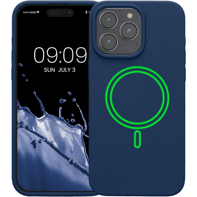 KW iPhone 15 Pro Max Θήκη Σιλικόνης Rubber TPU με MagSafe - Navy Blue