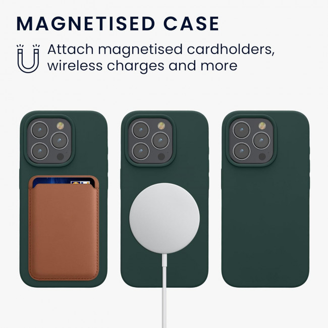 KW iPhone 15 Pro Θήκη Σιλικόνης Rubber TPU με MagSafe - Moss Green