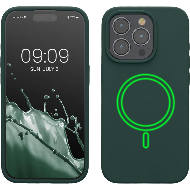 KW iPhone 15 Pro Θήκη Σιλικόνης Rubber TPU με MagSafe - Moss Green