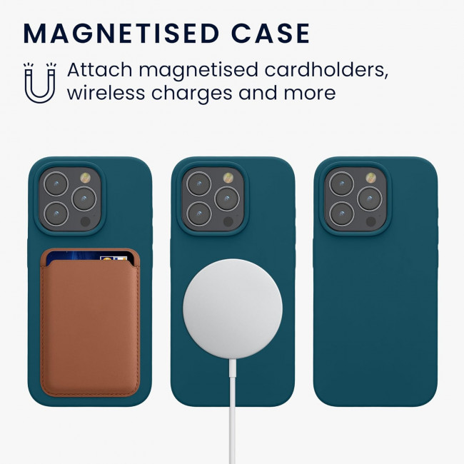 KW iPhone 15 Pro Θήκη Σιλικόνης Rubber TPU με MagSafe - Petrol Matte