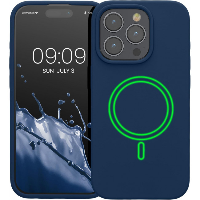 KW iPhone 15 Pro Θήκη Σιλικόνης Rubber TPU με MagSafe - Navy Blue