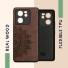 KW Xiaomi 13T / 13T Pro Θήκη από Φυσικό Ξύλο - Design Rising Sun - Dark Brown