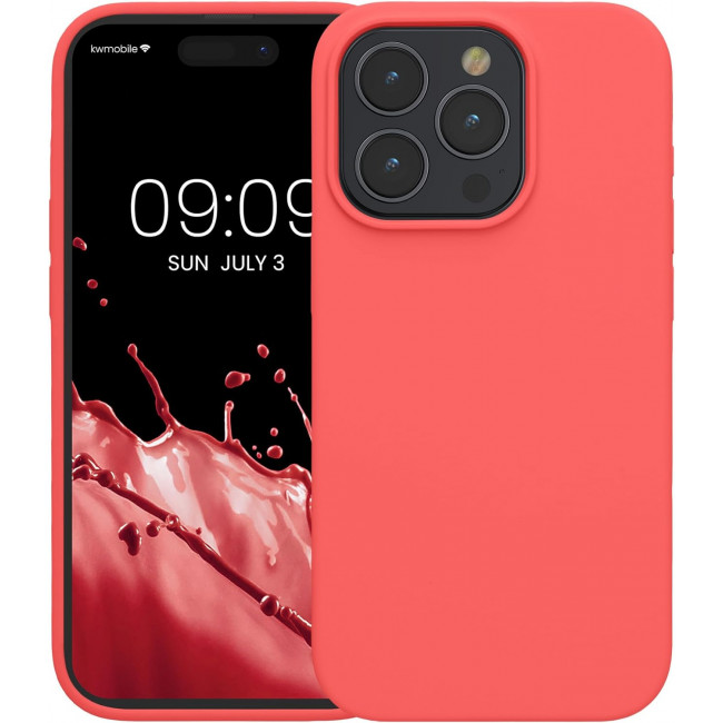 KW iPhone 15 Pro Θήκη Σιλικόνης Rubberized TPU - Neon Coral