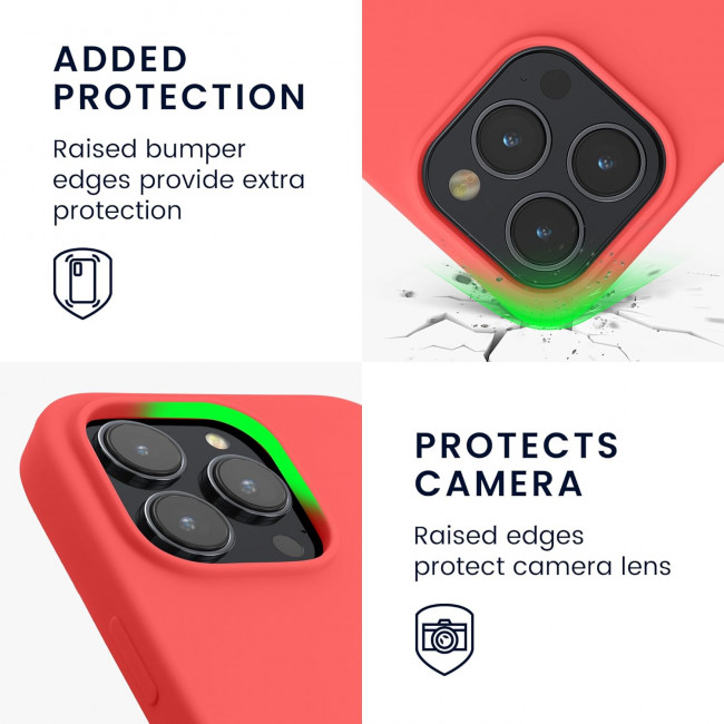 KW iPhone 15 Pro Θήκη Σιλικόνης Rubberized TPU - Neon Coral