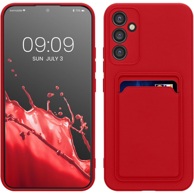 KW Samsung Galaxy A34 5G Θήκη Σιλικόνης TPU με Υποδοχή για Κάρτα - Red