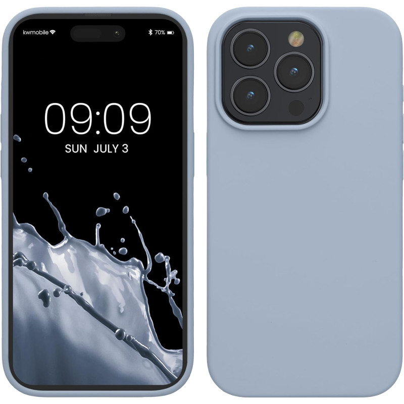 KW iPhone 15 Pro Θήκη Σιλικόνης Rubberized TPU - Light Blue