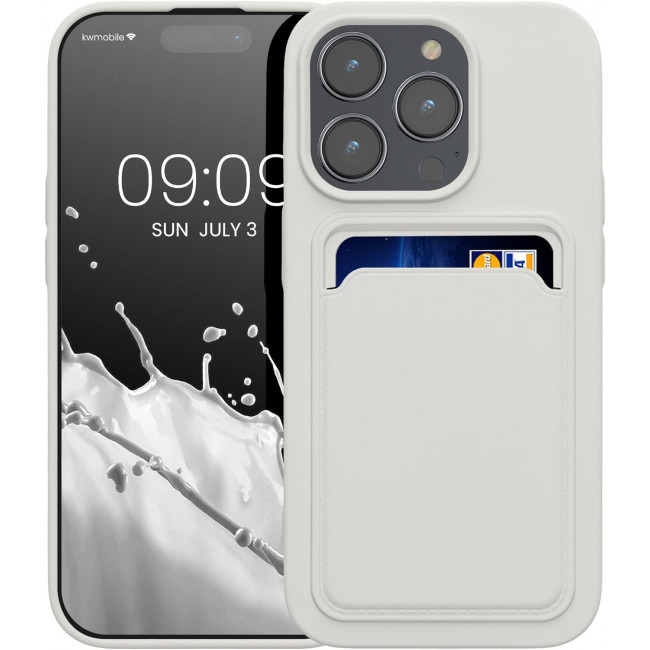 KW iPhone 14 Pro Θήκη Σιλικόνης TPU με Υποδοχή για Κάρτα - White