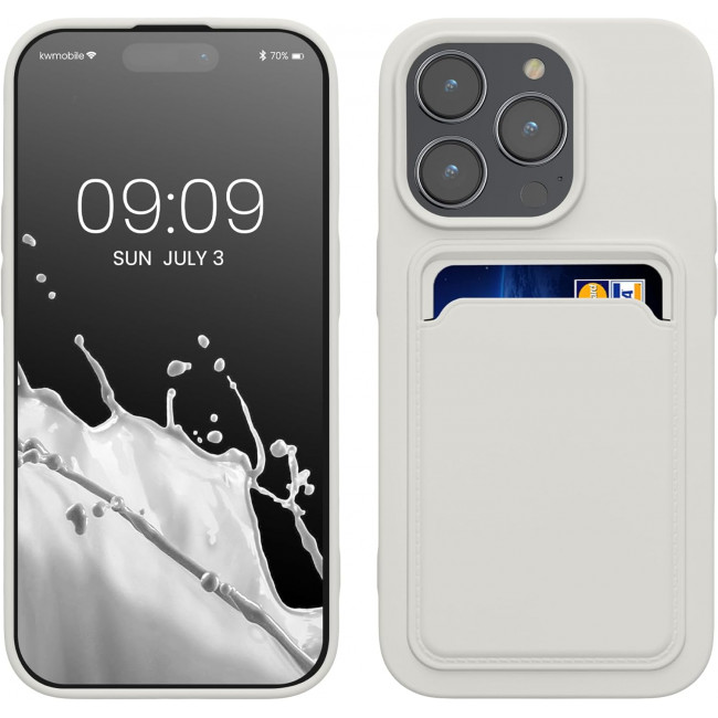 KW iPhone 14 Pro Θήκη Σιλικόνης TPU με Υποδοχή για Κάρτα - White