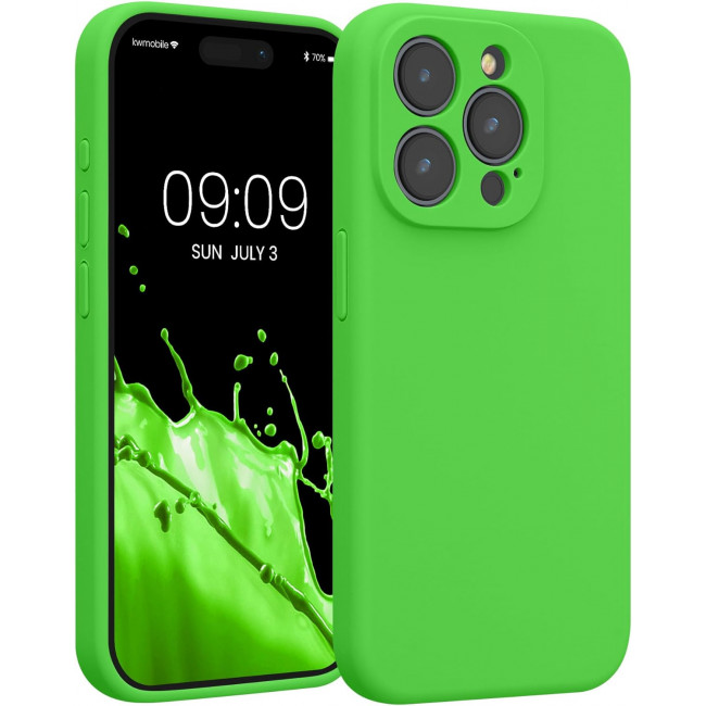 KW iPhone 15 Pro Θήκη Σιλικόνης Rubberized TPU - Lime Green