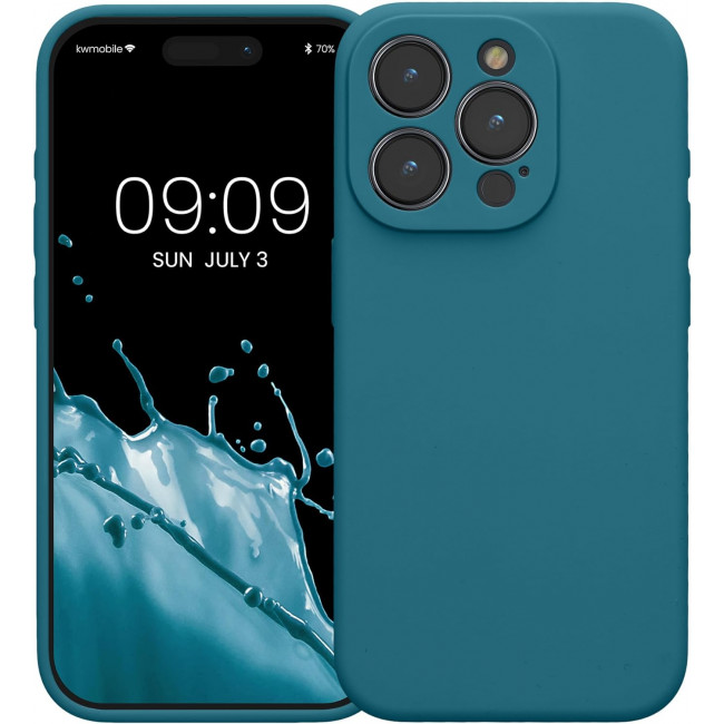 KW iPhone 15 Pro Θήκη Σιλικόνης Rubberized TPU - Matte Petrol