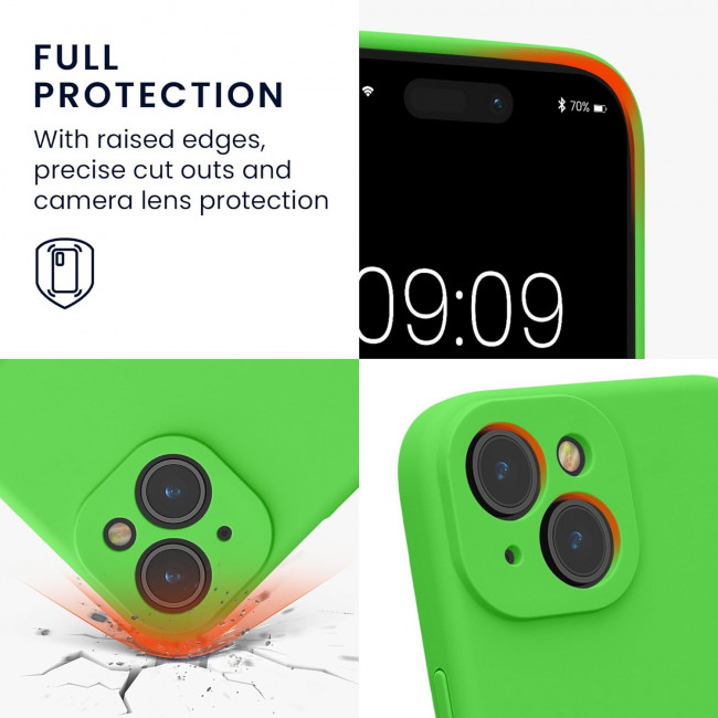 KW iPhone 15 Θήκη Σιλικόνης Rubberized TPU - Lime Green