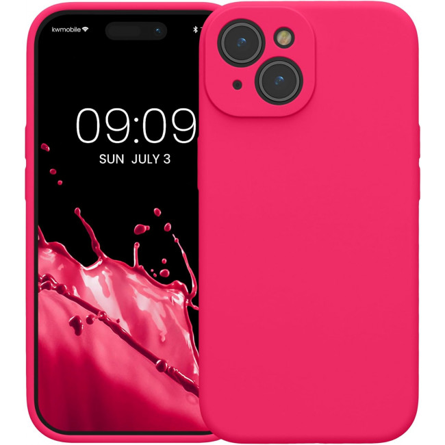 KW iPhone 15 Θήκη Σιλικόνης Rubberized TPU - Neon Pink