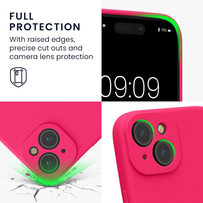 KW iPhone 15 Θήκη Σιλικόνης Rubberized TPU - Neon Pink