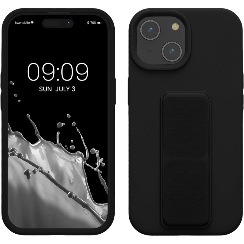 KW iPhone 15 Θήκη Σιλικόνης TPU με Finger Holder - Black