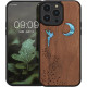 KW iPhone 14 Pro Max Θήκη από Φυσικό Ξύλο - Design Fairy Mother of Pearl - Dark Brown