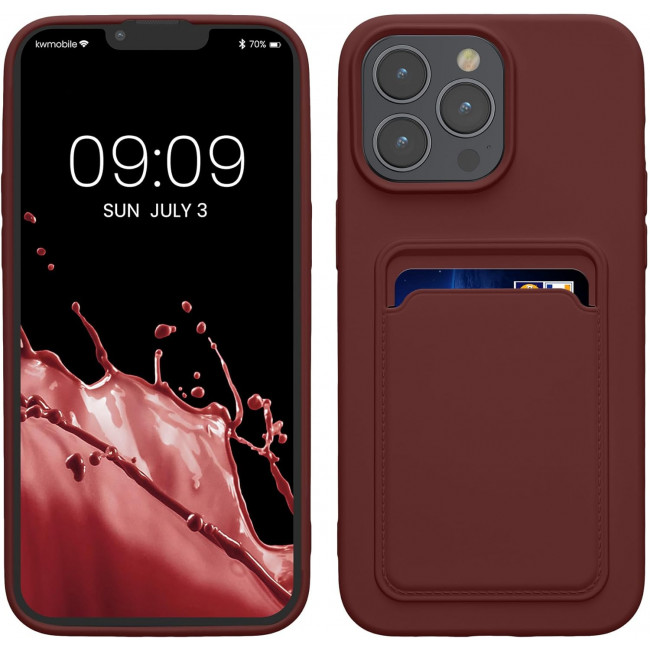 KW iPhone 15 Pro Max Θήκη Σιλικόνης TPU με Υποδοχή για Κάρτα - Tawny Red