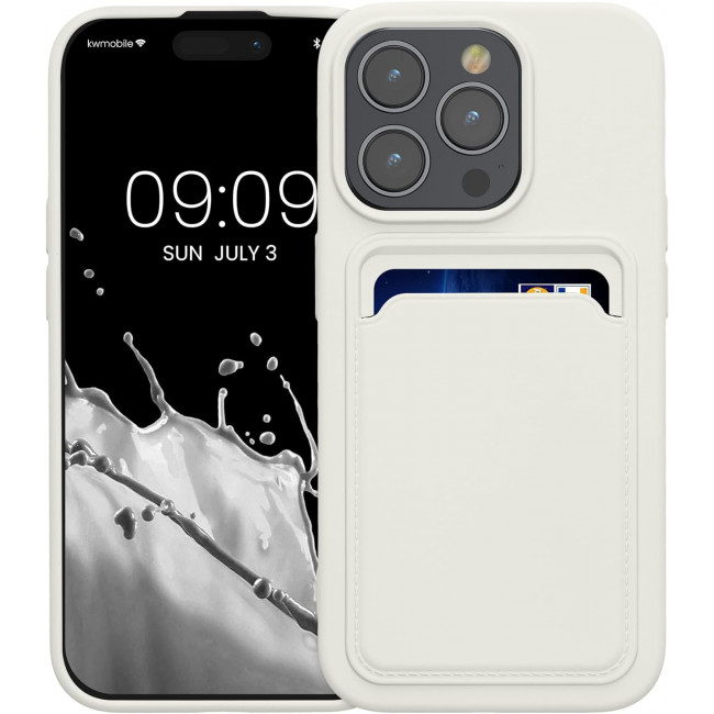 KW iPhone 15 Pro Θήκη Σιλικόνης TPU με Υποδοχή για Κάρτα - White