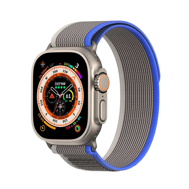 Dux Ducis Λουράκι Apple Watch 2 / 3 / 4 / 5 / 6 / 7 / 8 / 9 / SE / ULTRA 1 / ULTRA 2 - 42 / 44 / 45 / 49 mm YJ Version Sport Velcro Λουράκι από Νάυλον - Blue / Grey