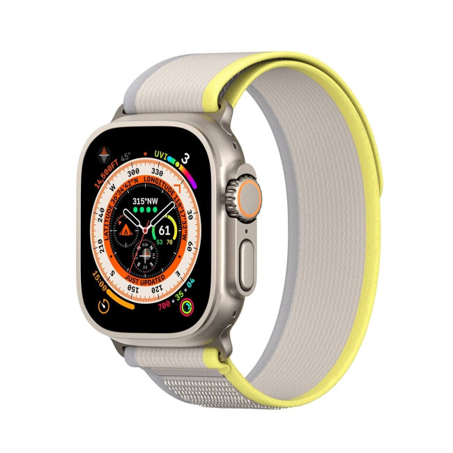 Dux Ducis Λουράκι Apple Watch 2 / 3 / 4 / 5 / 6 / 7 / 8 / 9 / SE / ULTRA 1 / ULTRA 2 - 42 / 44 / 45 / 49 mm YJ Version Sport Velcro Λουράκι από Νάυλον - Yellow / Beige