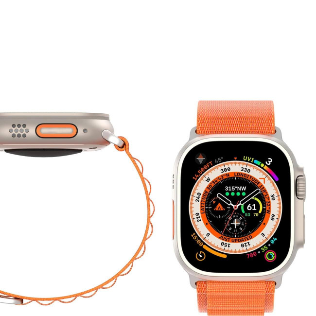 Dux Ducis Λουράκι Apple Watch 2 / 3 / 4 / 5 / 6 / 7 / 8 / 9 / SE / SE 2 / ULTRA / ULTRA 2 - 42 / 44 / 45 / 49 mm GS Version Steel Buckle Sport Λουράκι από Νάυλον - Orange