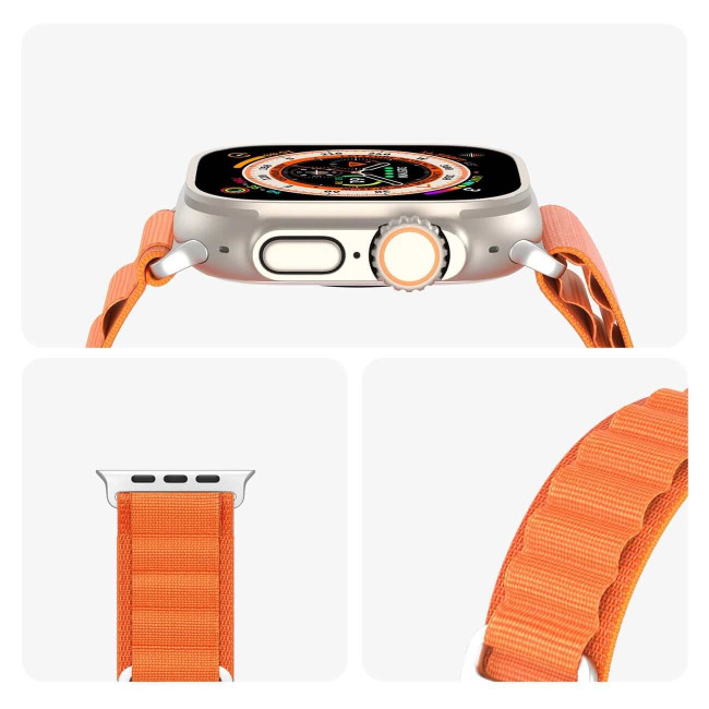 Dux Ducis Λουράκι Apple Watch 2 / 3 / 4 / 5 / 6 / 7 / 8 / 9 / SE / ULTRA 1 / ULTRA 2 - 42 / 44 / 45 / 49 mm GS Version Steel Buckle Sport Λουράκι από Νάυλον - Orange