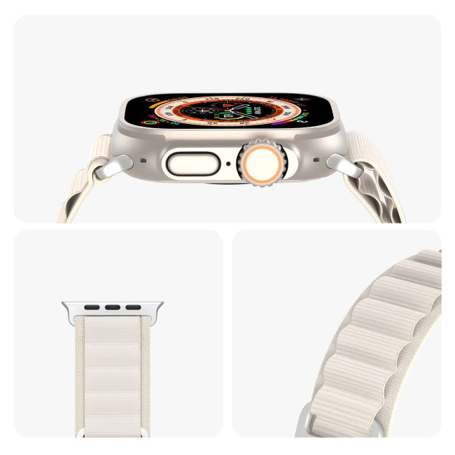 Dux Ducis Λουράκι Apple Watch 2 / 3 / 4 / 5 / 6 / 7 / 8 / 9 / SE / SE 2 / ULTRA / ULTRA 2 - 42 / 44 / 45 / 49 mm GS Version Steel Buckle Sport Λουράκι από Νάυλον - Starlight