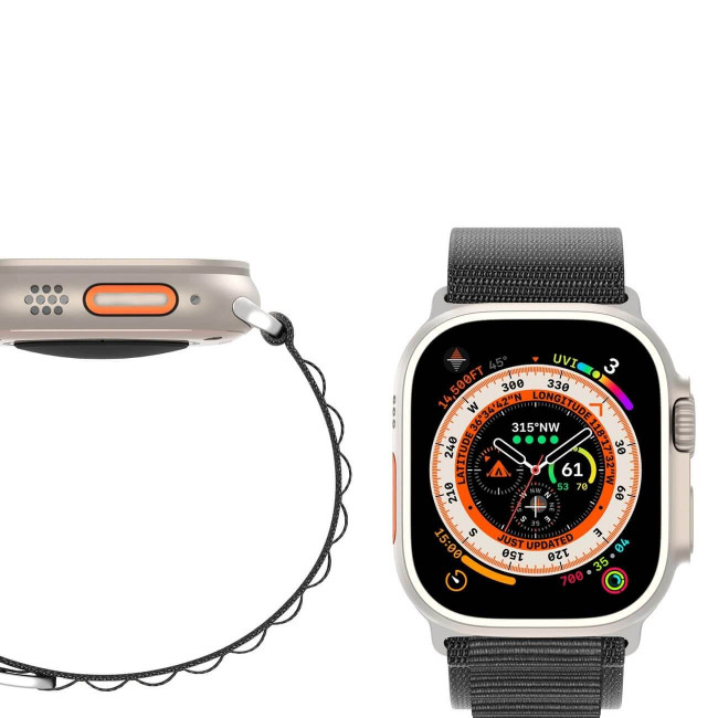 Dux Ducis Λουράκι Apple Watch 2 / 3 / 4 / 5 / 6 / 7 / 8 / 9 / SE - 38 / 40 / 41 mm GS Version Steel Buckle Sport Λουράκι από Νάυλον - Black