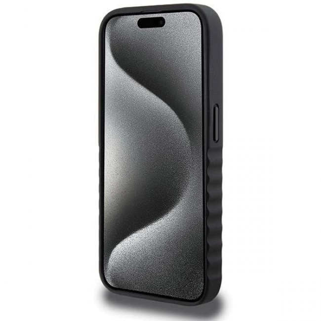 Mercedes iPhone 15 Pro Max Smooth Leather Σκληρή Θήκη με Επένδυση Δέρματος - Black - Mer008003-0