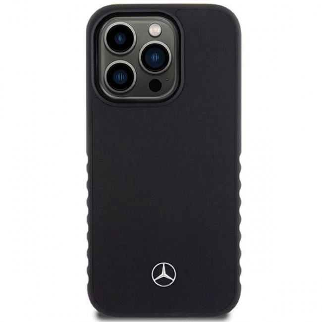 Mercedes iPhone 15 Pro Max Smooth Leather Σκληρή Θήκη με Επένδυση Δέρματος - Black - Mer008003-0