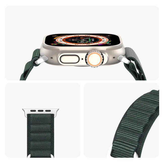 Dux Ducis Λουράκι Apple Watch 2 / 3 / 4 / 5 / 6 / 7 / 8 / 9 / SE - 38 / 40 / 41 mm GS Version Steel Buckle Sport Λουράκι από Νάυλον - Green