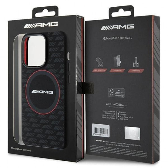 AMG iPhone 15 Pro Max Silicone Carbon Pattern MagSafe Σκληρή Θήκη με Πλαίσιο Σιλικόνης και MagSafe - Black - AMG00074-0