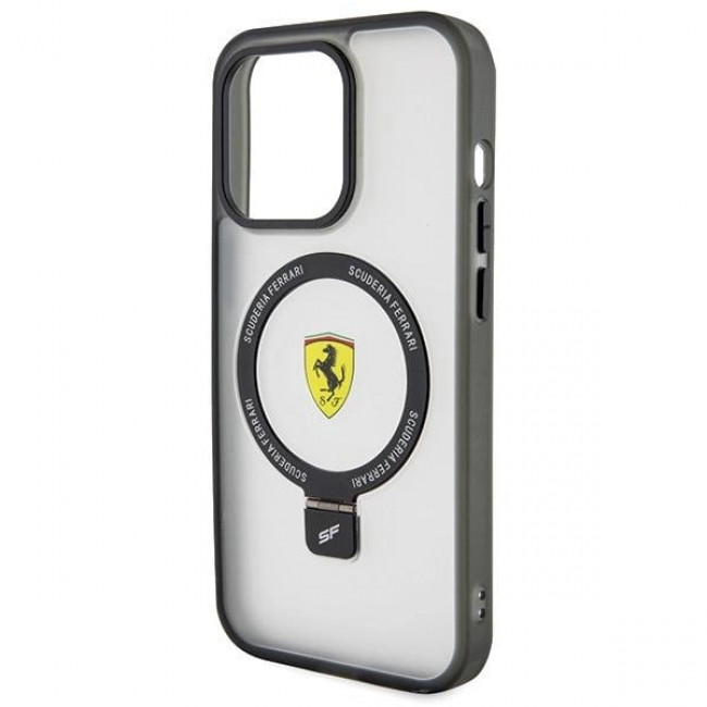 Ferrari iPhone 15 Pro Ring Stand 2023 Collection MagSafe Σκληρή Θήκη με Πλαίσιο Σιλικόνης και Stand / MagSafe - Ημιδιάφανη / Black - FER000609-0