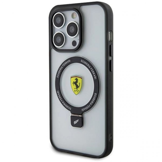 Ferrari iPhone 15 Pro Max Ring Stand 2023 Collection MagSafe Σκληρή Θήκη με Πλαίσιο Σιλικόνης και Stand / MagSafe - Ημιδιάφανη / Black - FER000607-0