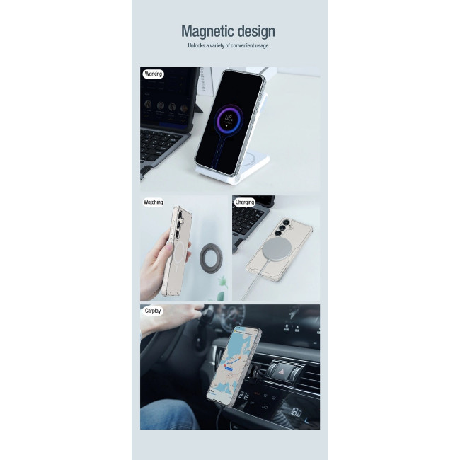 Nillkin Samsung Galaxy S24+ Nature Pro Magnetic - Σκληρή Θήκη με Πλαίσιο Σιλικόνης και MagSafe - Διάφανη / White