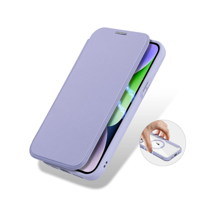 Dux Ducis iPhone 15 Skin X Pro Magnetic Flip Case Θήκη Βιβλίο με MagSafe - Purple