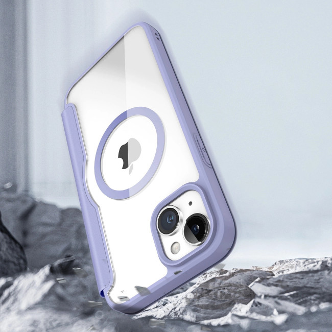 Dux Ducis iPhone 15 Skin X Pro Magnetic Flip Case Θήκη Βιβλίο με MagSafe - Purple