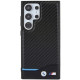 BMW Samsung Galaxy S24 Ultra Leather Carbon Σκληρή Θήκη με Πλαίσιο Σιλικόνης - Black