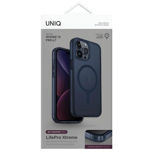 Uniq iPhone 15 Pro Max LifePro Xtreme Magclick Σκληρή Θήκη με Πλαίσιο Σιλικόνης και MagSafe - Blue / Smoke Blue